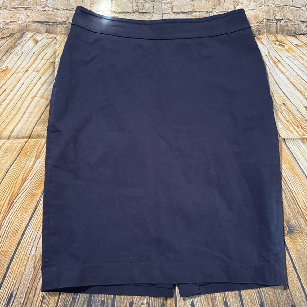 Ann Taylor Dark Blue Cotton Blend Lined Pencil Skirt
